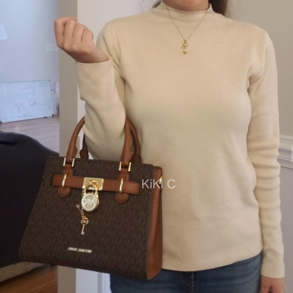 Michael Kors Hamilton Small Logo Satchel Brown 35F1GHMS1B - Picture 14 of 17